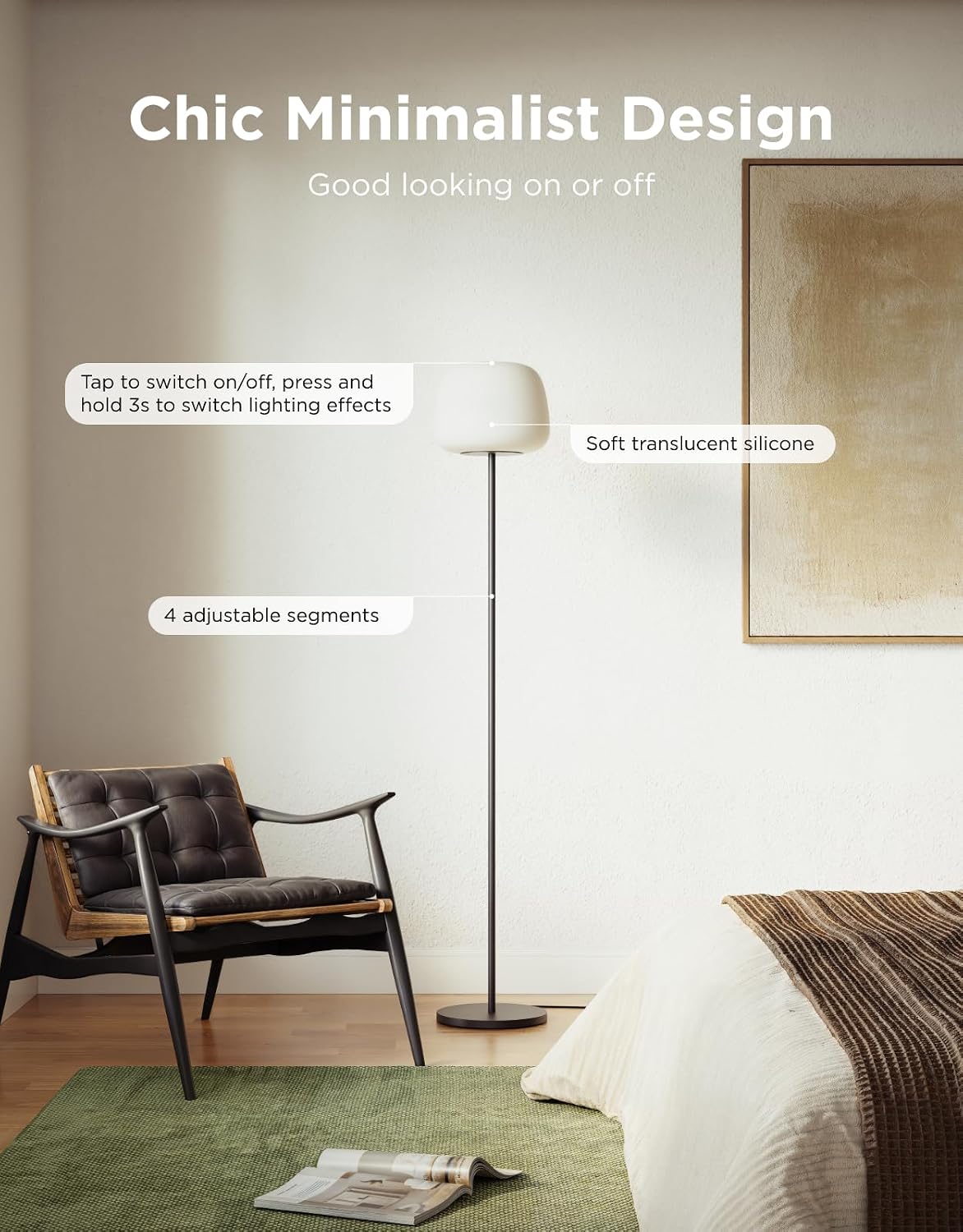 Govee Lantern Floor Lamp, Halo Gradient RGBIC Smart Corner Lamp for Bedroom | LuminBlend+, 1000K-10000K, Matter Compatible, 100+ Scene Modes, Music Sync, 1400lm, Modern Floor Lamps for Living Room, Black