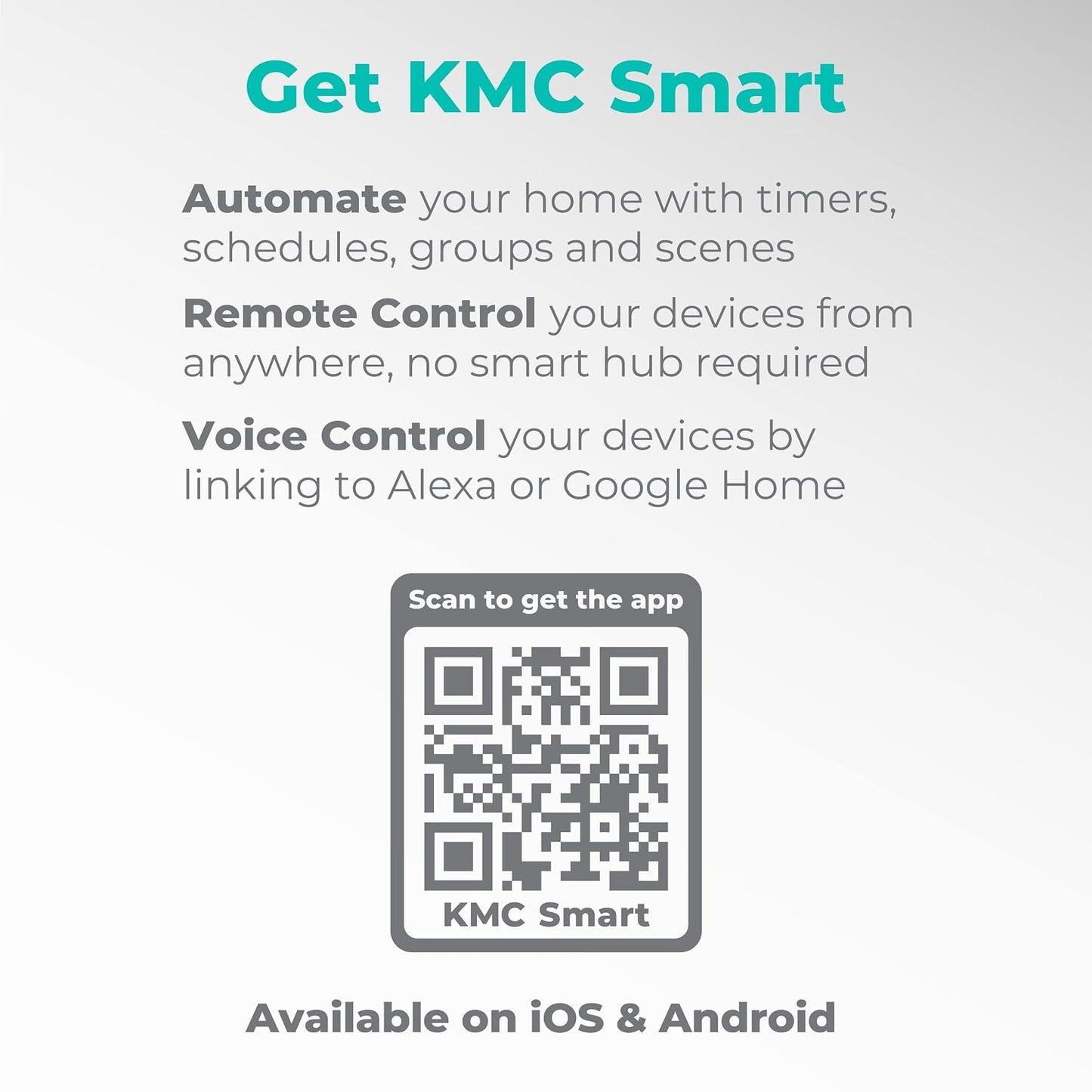 KMC Smart Plug 4-Pack, Side 3-Outlet Extender, Compatible with Google & Alexa, No Hub Required, WiFi Plugs