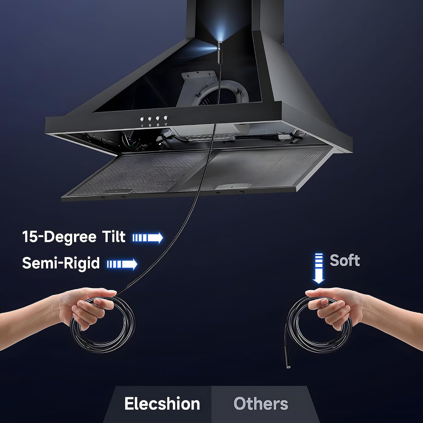 [Dual-Lens] Endoscope Camera with Light, 1920P HD Borescope with 8+1 Adjustable LED Lights, IP67 Waterproof 16.5FT Semi-Rigid Snake Cord Inspection Camera for iPhone, iPad and Android Phone (Type C)