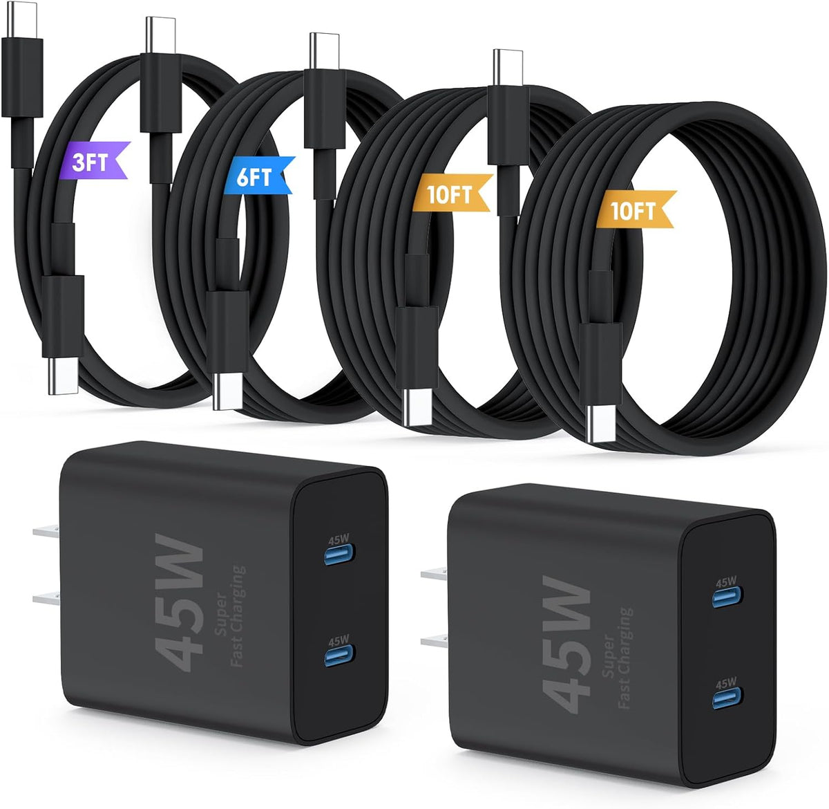 QZIIW Super Fast Samsung Charger Type C,45W Dual Port USB C Fast Charger