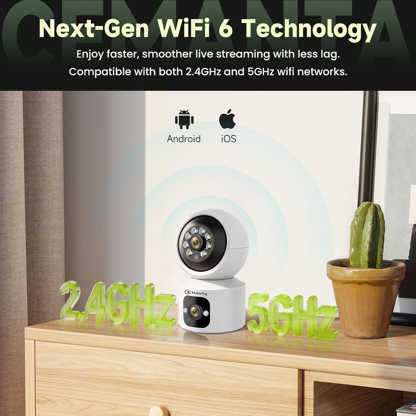 4MP Security Camera Indoor for Pet/Dog/Baby with Phone App | Free Cloud Storage,2.4/5GHz WiFi, 360 PTZ, 2-Way Audio, Color Night Vision, AI Motion Detection,Compatible with Alexa