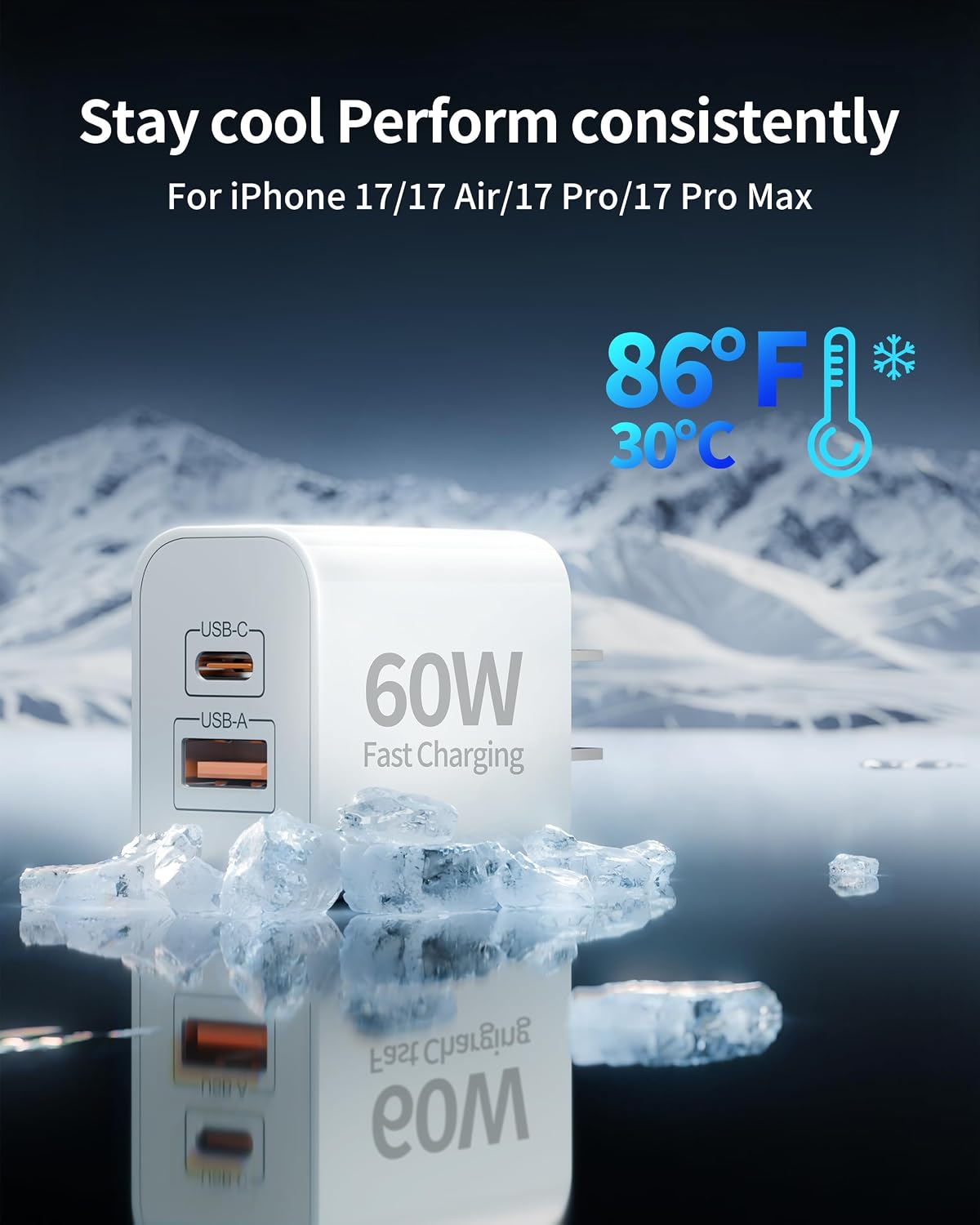 iPhone 17 16 15 Pro Max Charger Fast Charging, 3Pack 60W USB C Fast Charger | for iPhone 17/17 Pro Max/16/15 Pro/iPad, Type C GaN Power Adapter, with 6FT USB-C Cable, Portable for Travel Office Bedside