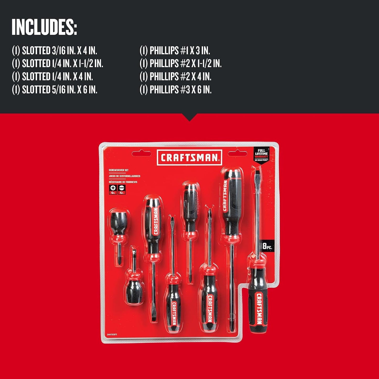 CRAFTSMAN Screwdriver Set, Bi-Material, 8 Piece Set (CMHT65075N)