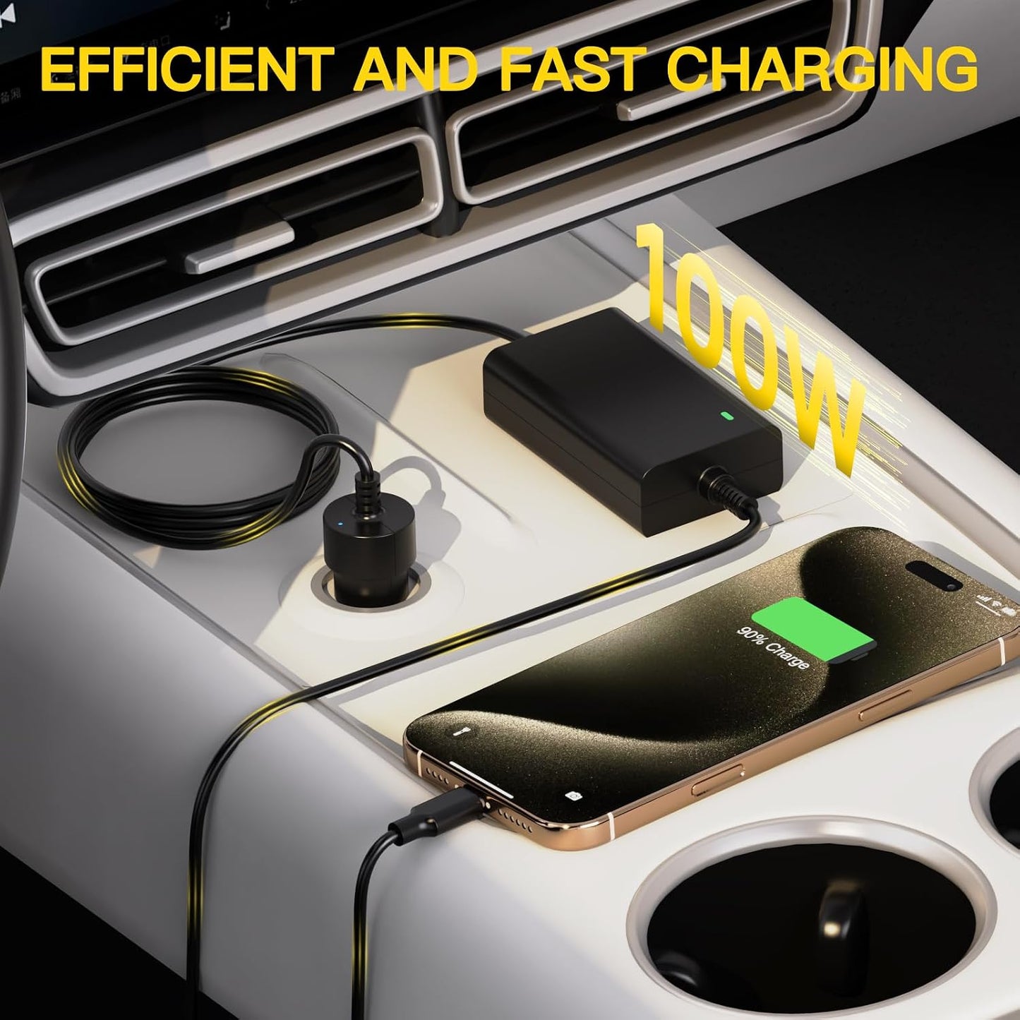 100W USB-C Laptop Car Charger for Dell Latitude/XPS/Precision,MacBook Pro | Air,for HP Spectre/Elitebook,for Lenovo ThinkPad/Yoga/IdeaPad,Acer Chromebook,Google,for Samsung,Zenbook,Car Laptop Charger