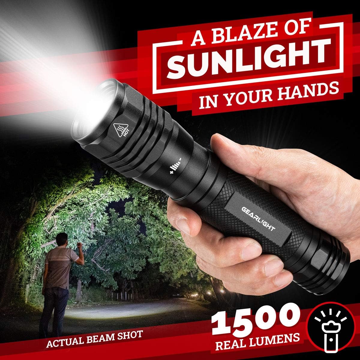 LED Flashlight High Lumens, Tactical Flashlight Battery Powered (Batteries Not Included), Bright Handheld Flashlight for Camping, Hunting, Home, Security, Hiking, Walking at Night & Emergency Use