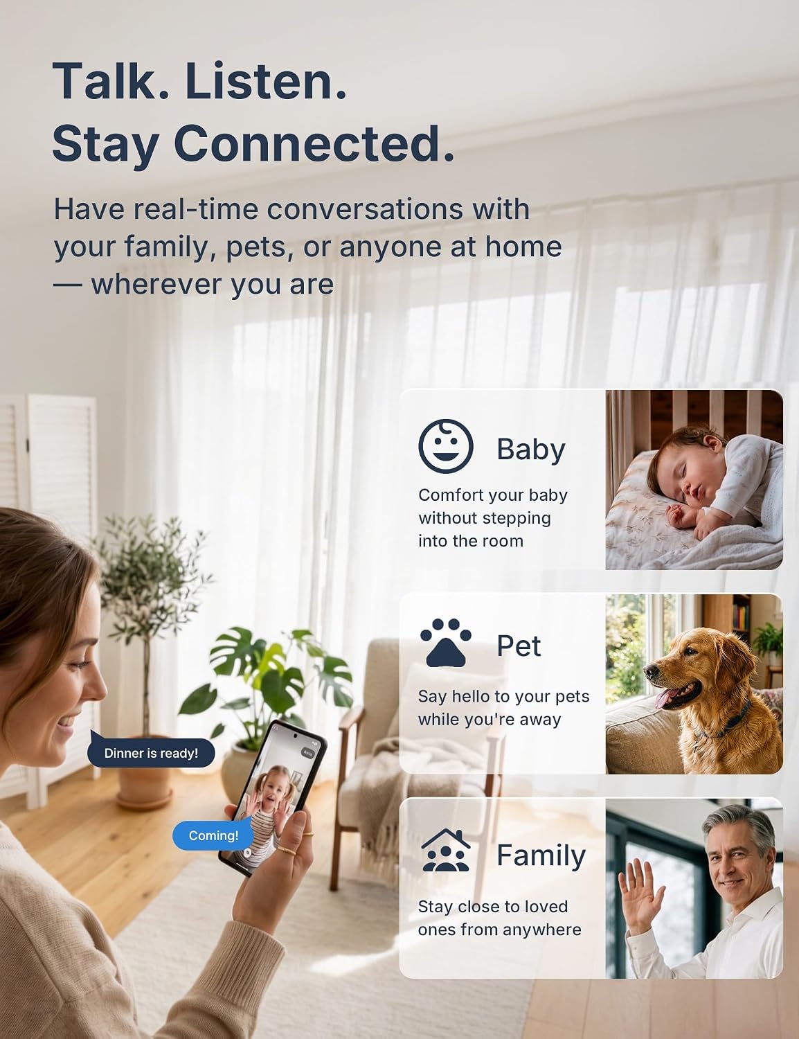 GNCC 2.4GHz Indoor Security Camera for Home, 1080P Baby & Pet Cam, 4-Pack | Baby & Pet Monitoring, Motion & Sound Detection, Two-Way Audio, Black & White Night Vision, Flexible Cloud & SD Storage