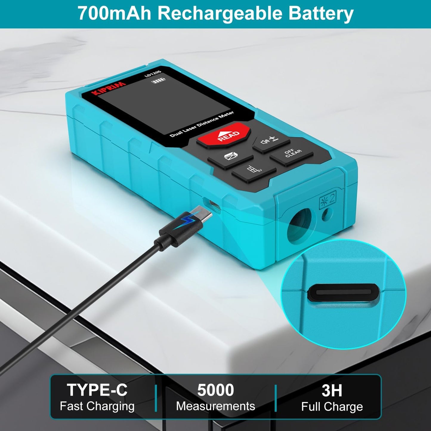 Kiprim LD120S Dual Laser Distance Meter,393ft/120m,Electronic Level,DIY | Dual‑laser measuring tool delivers precise 120m/393ft readings. Pythagorean function for DIY and construction projects.