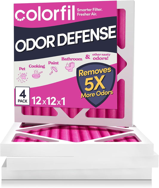 Colorfil 12x12x1 Air Filter (4-Pack) | Made in the USA | Color Changing | Remove Cat and Dog Odor | MERV 8 for Pet Hair Dander and Dust | 11.75"x11.75"x0.75" Exact Size