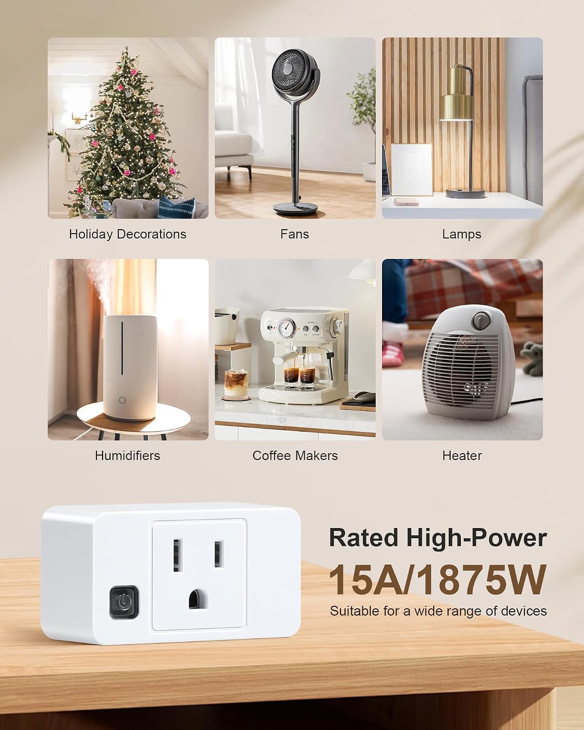 Remote Control Outlet, 200FT Long Range Wireless Light Switch, Mini Electrical Outlet Plug, 15A/1875W High-Power Switch for Lights, Fans, Household Appliances, FCC & ETL Listed (3 Outlets + 1 Remote)
