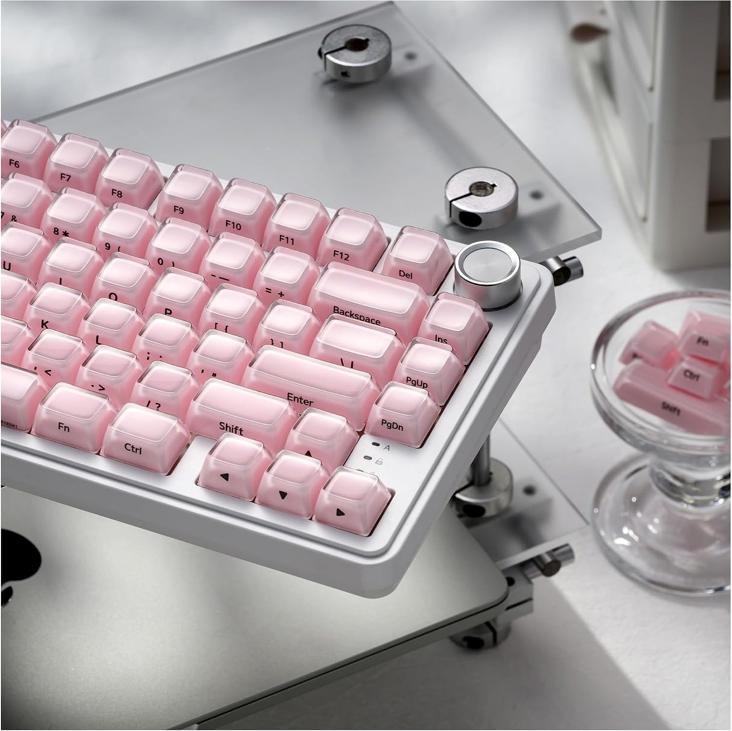 OHY XVX Starry Side-Printed Translucent Black Crystal MDA Profile Keycap Set (Sparkle Finish), 122-Keys Double Shot PC+ABS for MX Switches & ANSI Layout Mechanical Keyboards-Black