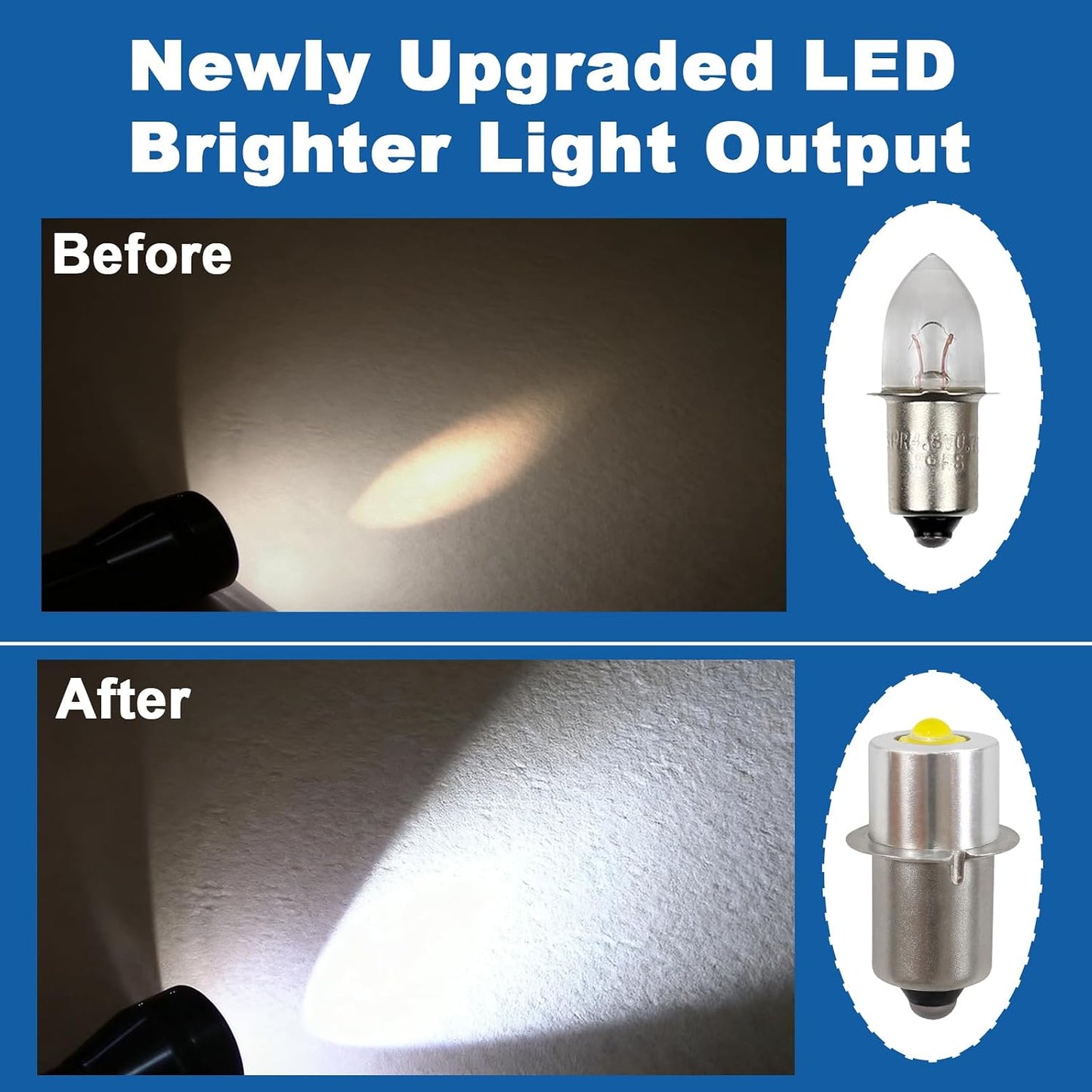 LED Conversion Kit for Maglite LED Bulb 3-16 Cell C/D, 3W DC 4-24V Flashlight Bulbs for Maglite Replacement Bulb 3D 4D 5D 6D 3 Cell 4cell 5cell 6cell(2 Pack)