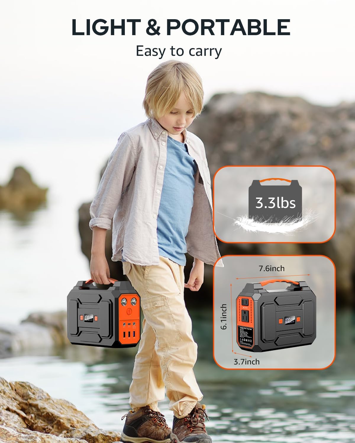 Solar Powered Generator 100W, Portable Power Station with Solar Panels 40W | 146Wh Solar Power Bank with AC Outlet,USB A,USB C, DC Output, Small Solar Generator for Home Use Outdoor Camping RV Van Trip