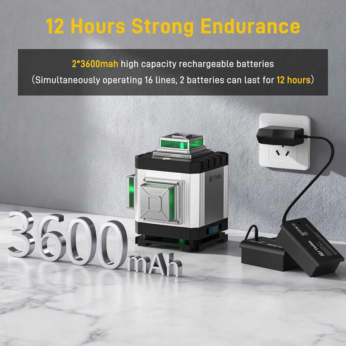 Laser Level, MrToNo 4 x 360 °laser level 360 self leveling 16 Lines 4D | tool Green 360 laser level , for Construction, Ceiling, Tiling, Framing, Home Renovation, Picture Hanging