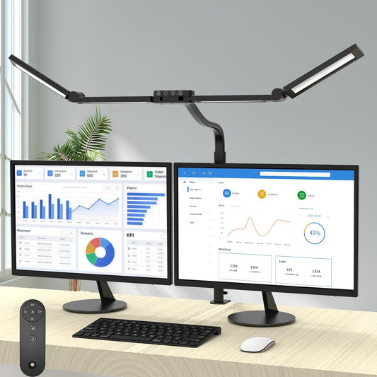 24W Bright Led Desk Lamp with Remote, 1500LM Architect Desk Light for Home Office with 4 Adjustable Light Bars & Clamp, Gooseneck Tall Drafting Table Lighting for Computer Monitor Hobby Puzzle