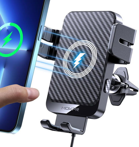 Wireless Car Charger 15W Fast Charging Auto-Clamping Air Vent Phone Mount | Cell Phone Holder Car Charger Compatible with iPhone 17 16 15/14/13/13 Pro/12 pro/12, for Samsung Galaxy Series