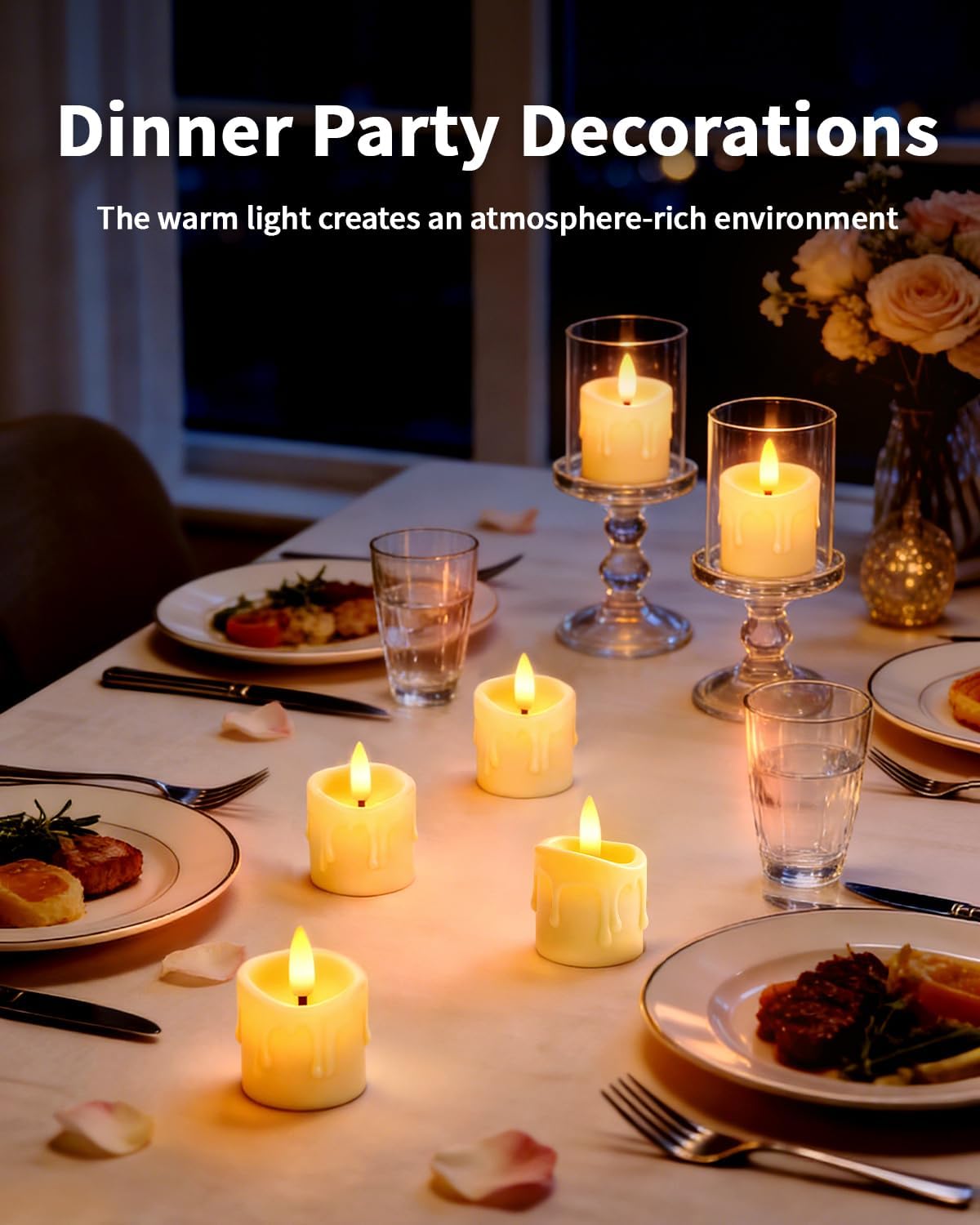 6 Pack Rechargeable Flameless Candles with Remote Timer | 1.5"x2" LED Tea Lights Flickering Small Candles Battery Operated Votive Fake Candles for Halloween Wedding Party Table Decor
