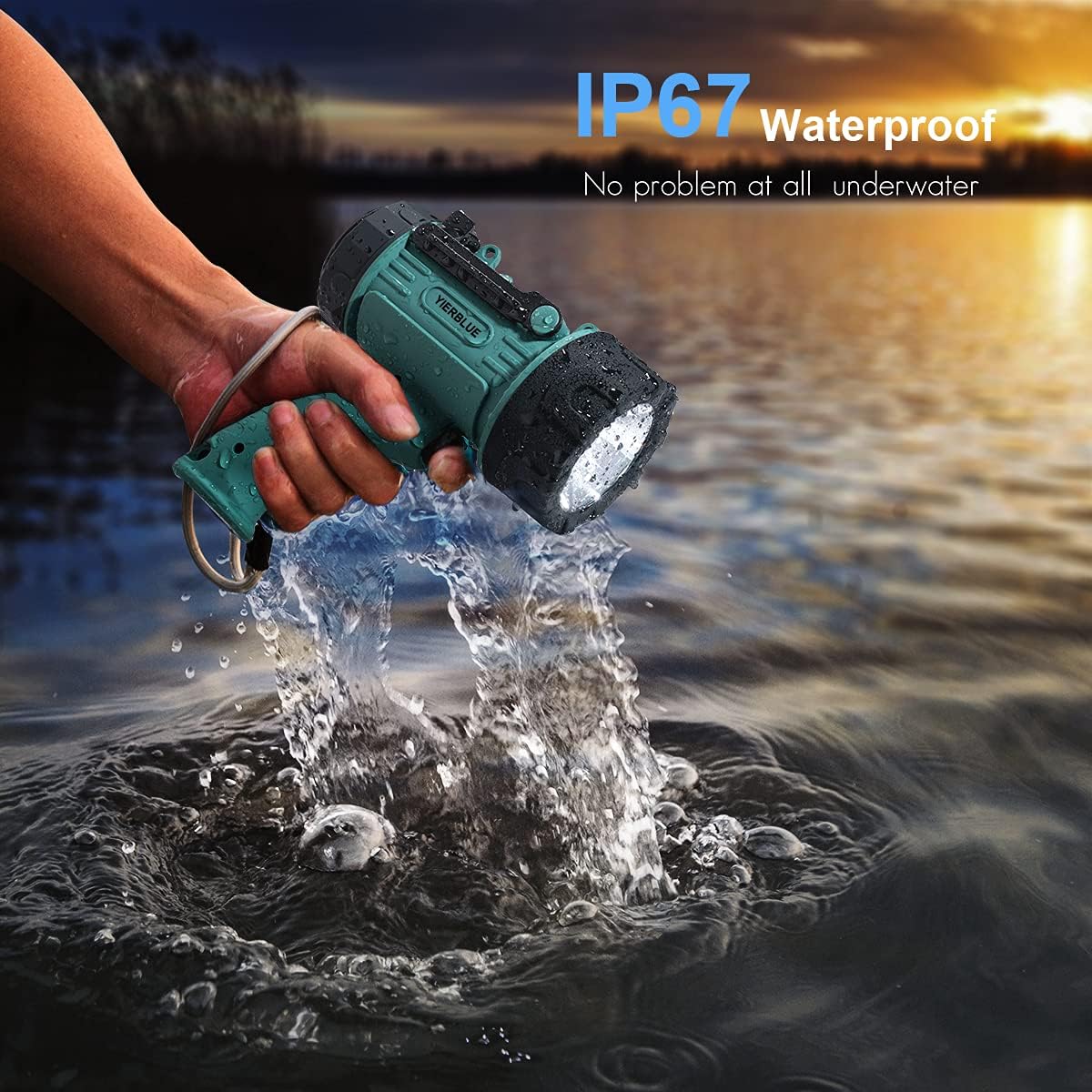 YIERBLUE Rechargeable Spotlight, Super Bright 1000,000 High Lumen LED IP67 Waterproof Handheld Spotlight Long Lasting Large Flashlight Searchlight with Detachable Red Light Filter
