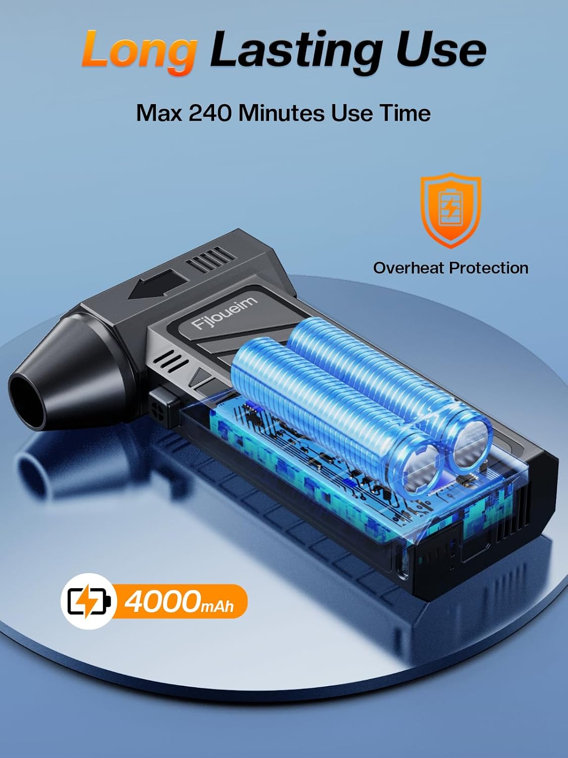 Electric Air Duster, 130,000RPM Compressed Air Duster Rechargeable with 4-Speed Settings, Mini Turbo Jet Fan Blower Portable USB-C for Keyboards PC Electronics Cars (Black)