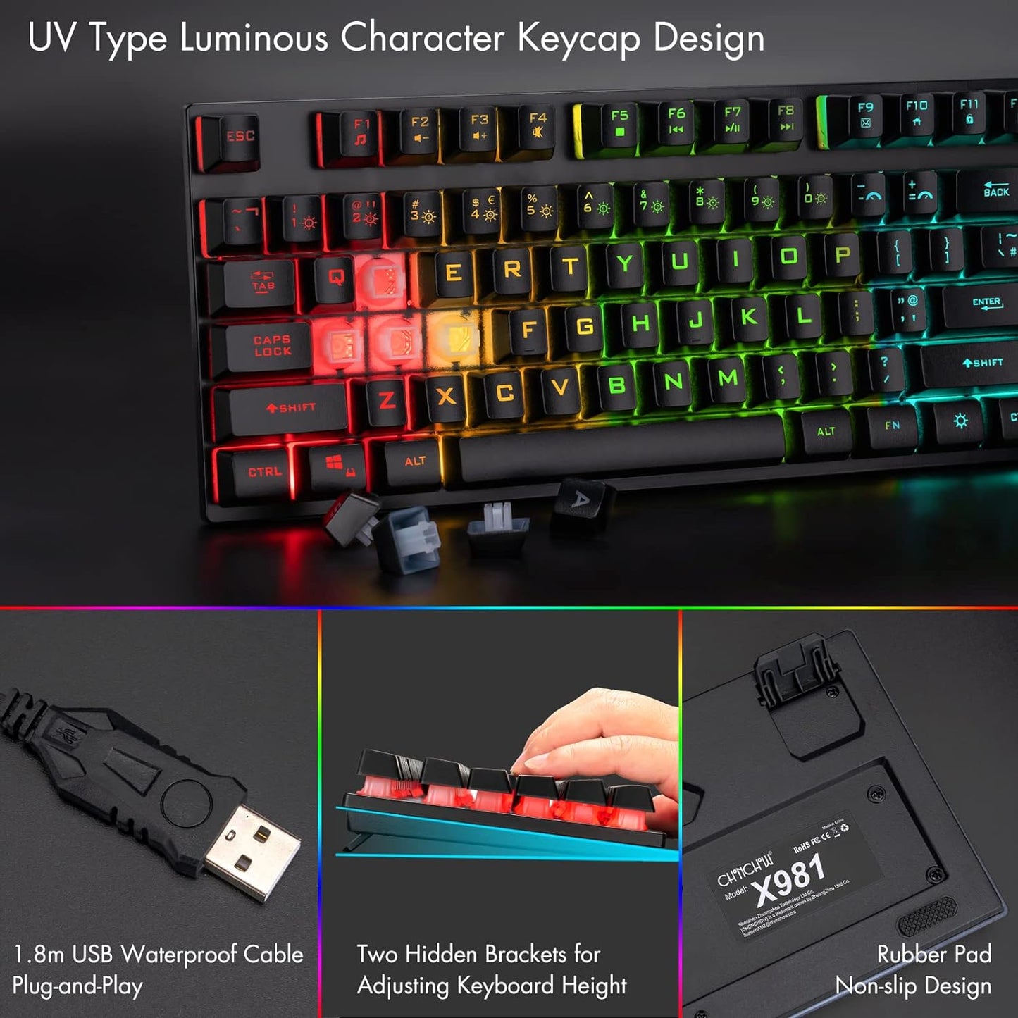 Gaming Keyboard and Mouse 104 Keys for Mac PC PS5 PS4 Xbox One Gamers | RGB Backlit LED Mechanical Feel Keyboard with Multimedia Keys Number Pad, USB Desktop Computer Windows Keyboard