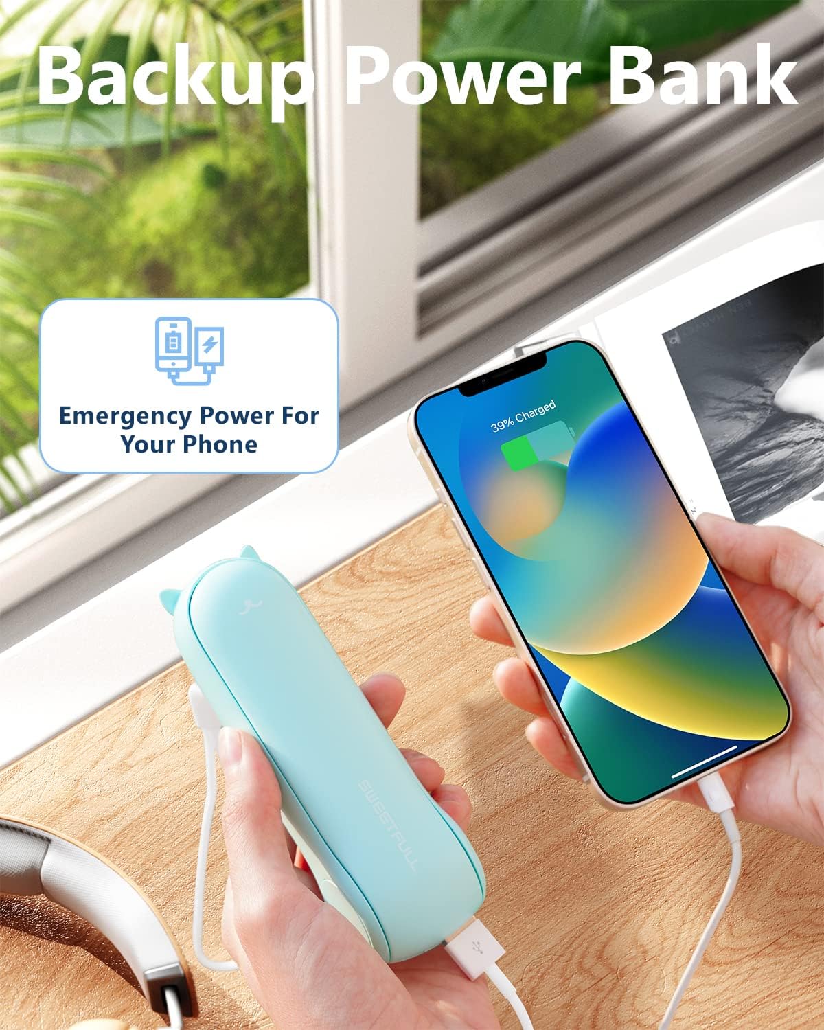 SWEETFULL Misting Fan Portable, Handheld Personal Mister Fans, Small Rechargeable, Mini Spray Water Mist Fans, Kids Women Portable Fan For Travel, Outdoors, Hiking, Camping Home Office (Blue)