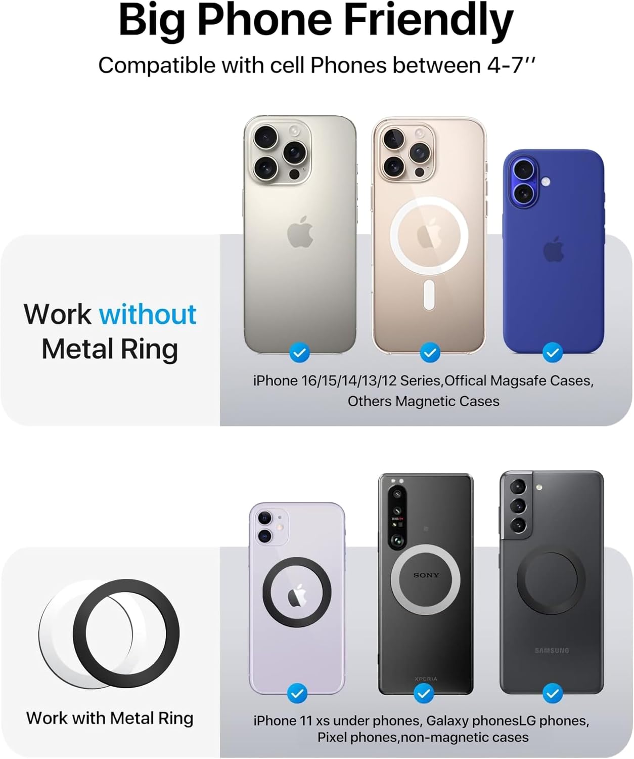 andobil for MagSafe Car Mount, Magnetic Air Vent Phone Mount, Black | 20XN55 Upgraded Strongest Magnet, Military-Grade Metal Clip, 360° Rotation, Carbon Fiber, for iPhone 16 / 15 / 14 / 13 Series