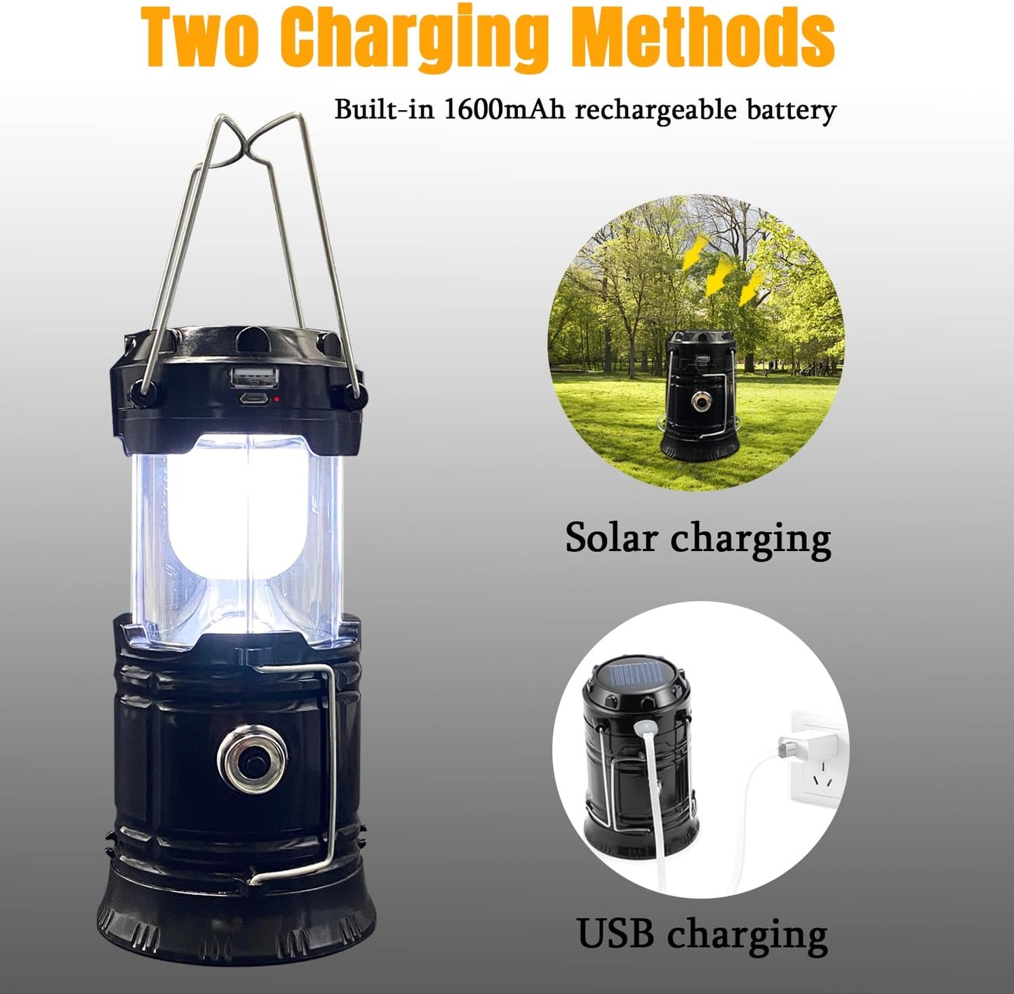 Collapsible Portable LED Camping Lantern XTAUTO Lightweight Waterproof Solar USB Rechargeable LED Flashlight Survival Kits for Indoor Outdoor Home Emergency Light Power Outages Hiking Hurricane 4-Pack