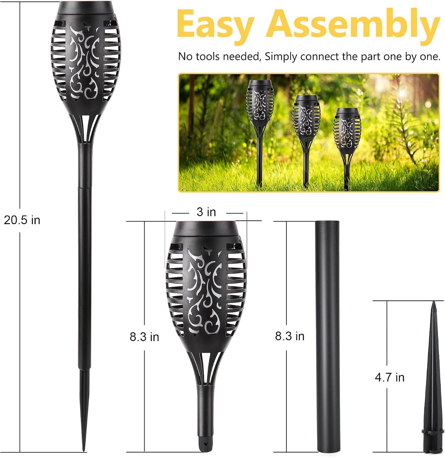 Toodour Solar Torch Flame Lights, 12 Pack Solar Halloween Lights Outdoor | with Flickering Flame, Waterproof Patio Light Landscape Decoration Lighting for Garden Yard Outdoor Halloween Decor - Purple