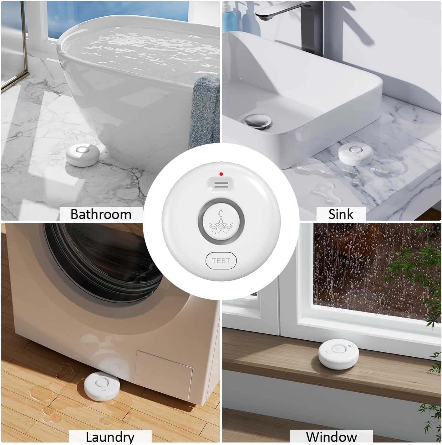 5 Pack Water Leak Alarm Detector, 120dB Loud Alert, IP66 Waterproof | Water Sensor, Sensitive Leak and Drip Alert, Easy Installation for Home, Basement Flood Prevention, Bathroom, Sink, Laundry