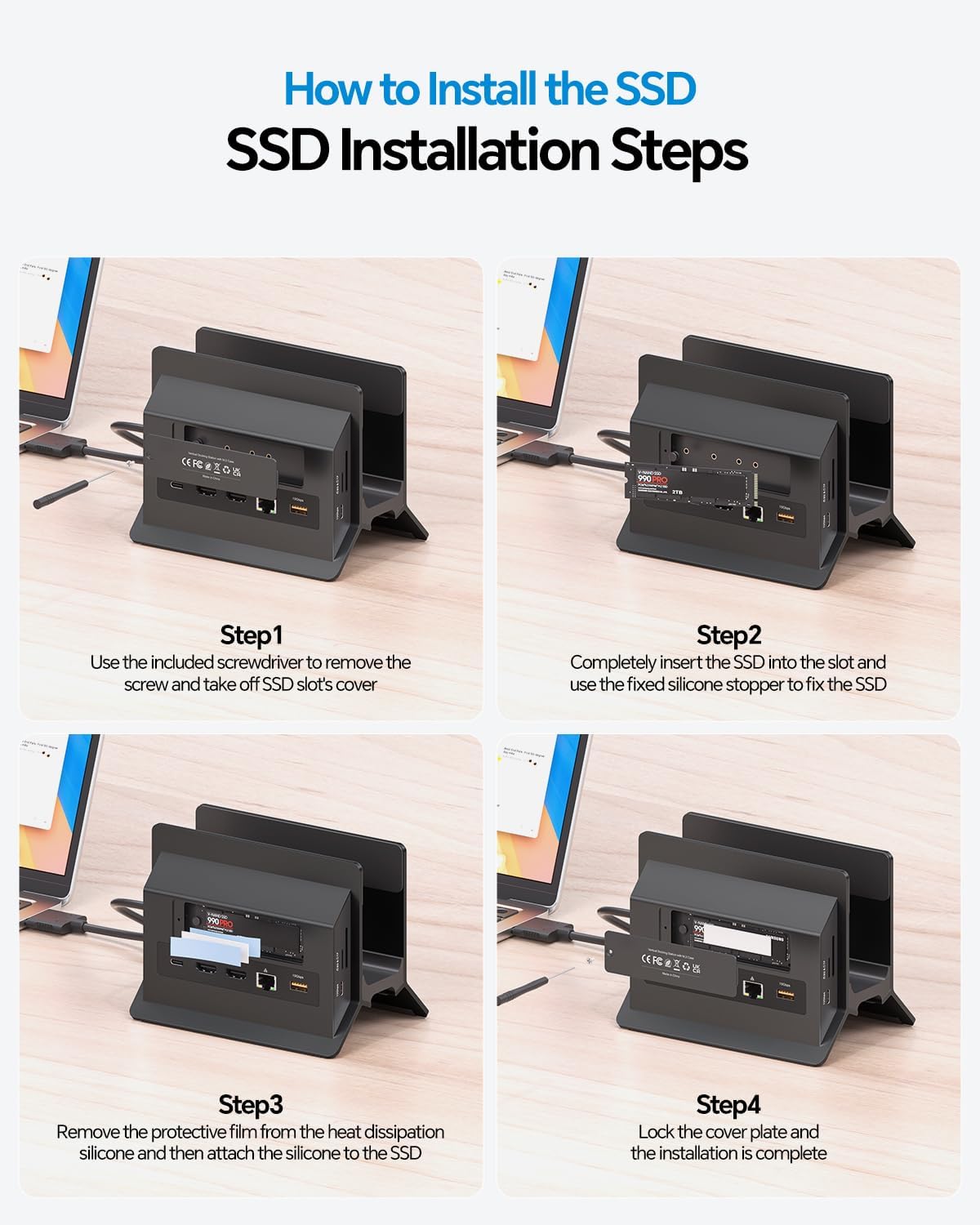 MacBook Docking Station Dual Monitor 4K@60Hz for MacBook Pro/Air M5/M4