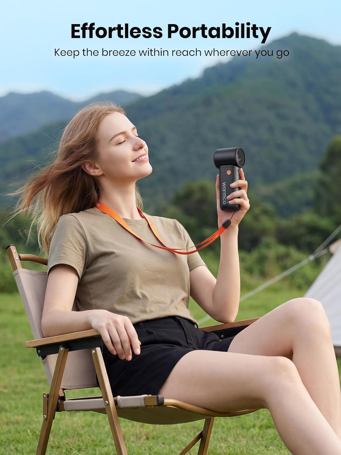 Warmco 10000mAh Turbo Portable Handheld Fan | 36H Runtime, 15000RPM Motor, 9m/s Airflow, 5 Speeds, LED Display, USB- C-C Two-Way Charging,Outdoor Travel