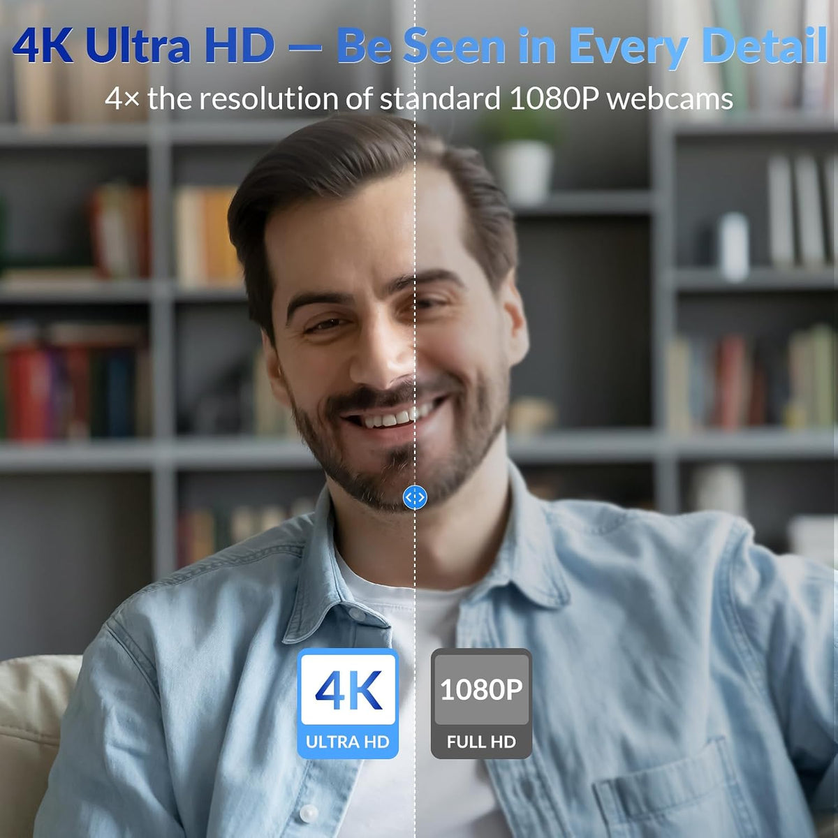 EasyCam 4K Webcam for PC - Ultra 4K HD, PDAF Autofocus, Dual Mics | Auto Light Correction, 79°FOV, Plug & Play, Privacy Cover, Computer Camera for High-End Business Meetings & Live Streaming