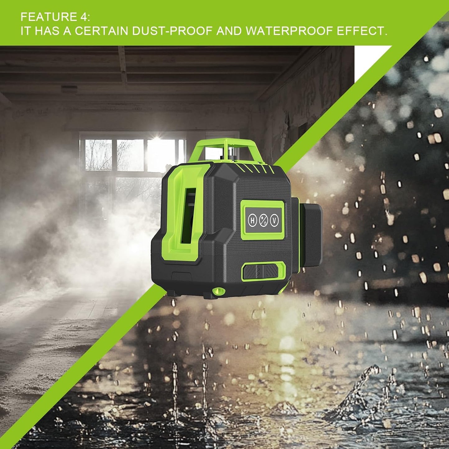 WEIDDW Laser Level 360° Green Cross Line Self Leveling Laser Measuring Tool