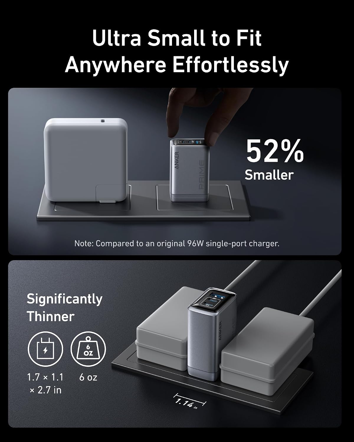 Anker Prime Charger, 100W Max 3-Port Compact Foldable USB C Charger | Fast Laptop Charger Power Adapter for MacBook Pro/Air, iPad Pro, iPhone 17/16/15 Series, Galaxy S25/S24,and More