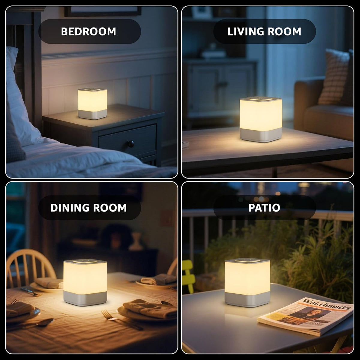 uuffoo 2 Pack Rechargeable Small Night Light Touch Dimmable Cordless Lamp