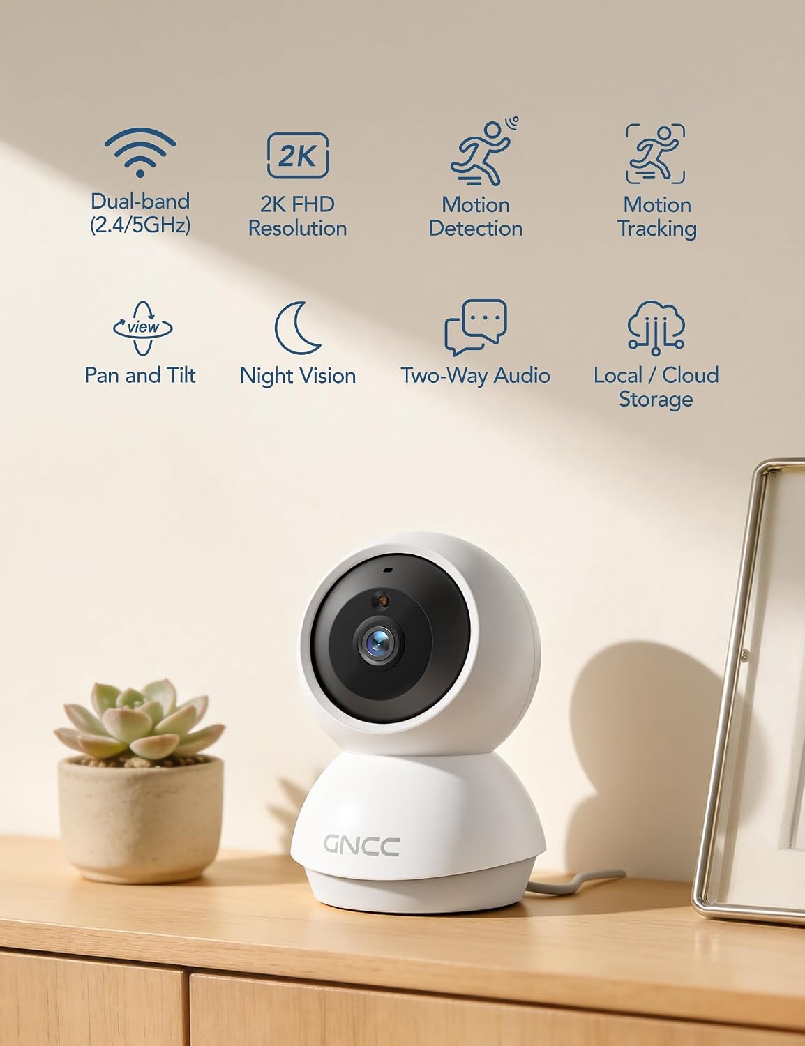 GNCC Cameras for Home Security, 5G WiFi Indoor Camera with 360 Rotate,4 Pack