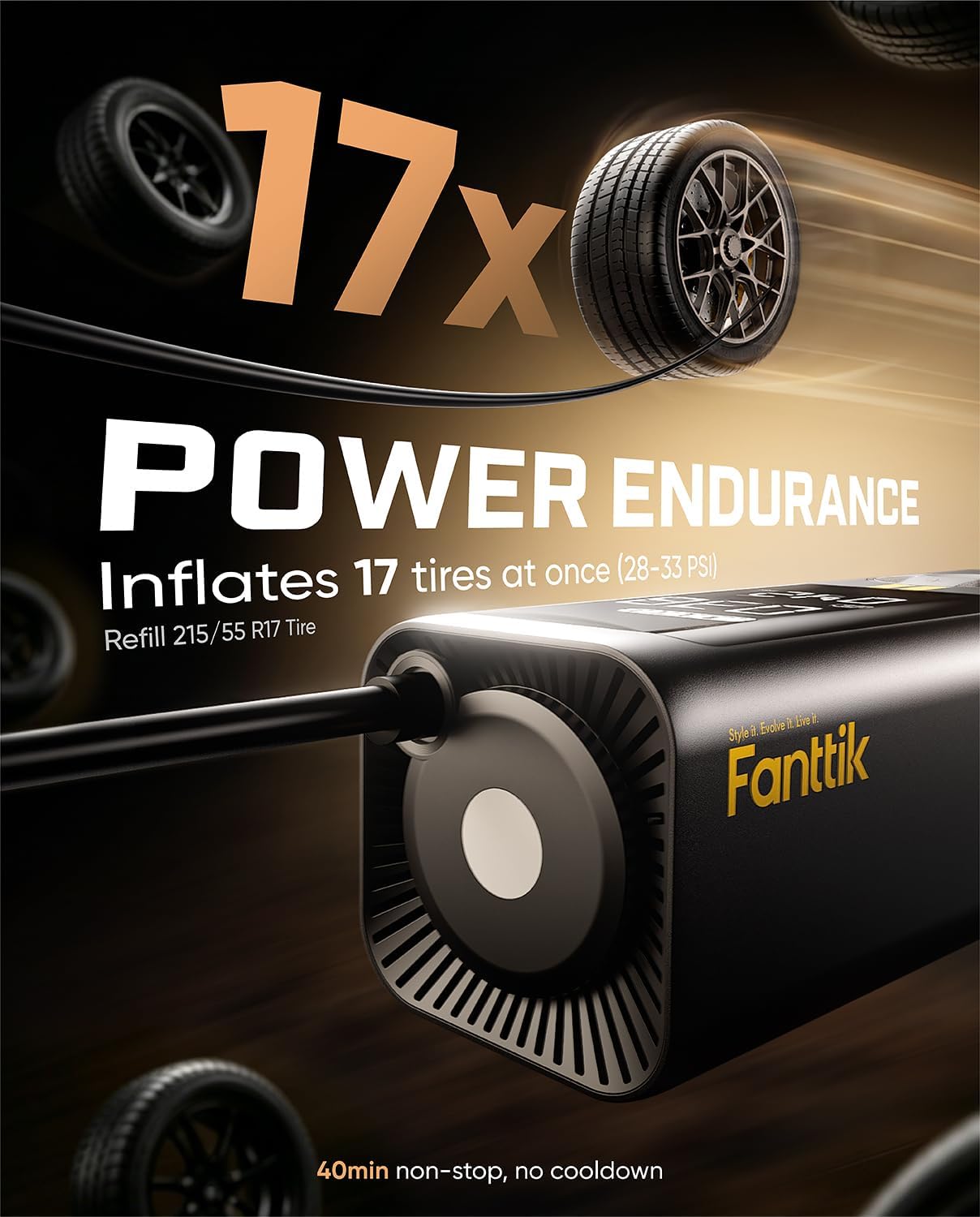 Fanttik X8 APEX Tire Inflator Portable Air Compressor, 1 Min Fast Inflation | 150PSI Cordless Tire Inflator with LED Dual Screen, Handed Inflator for MPV, Car, Bike, Motorcycle, Up to 26.3″ Tires