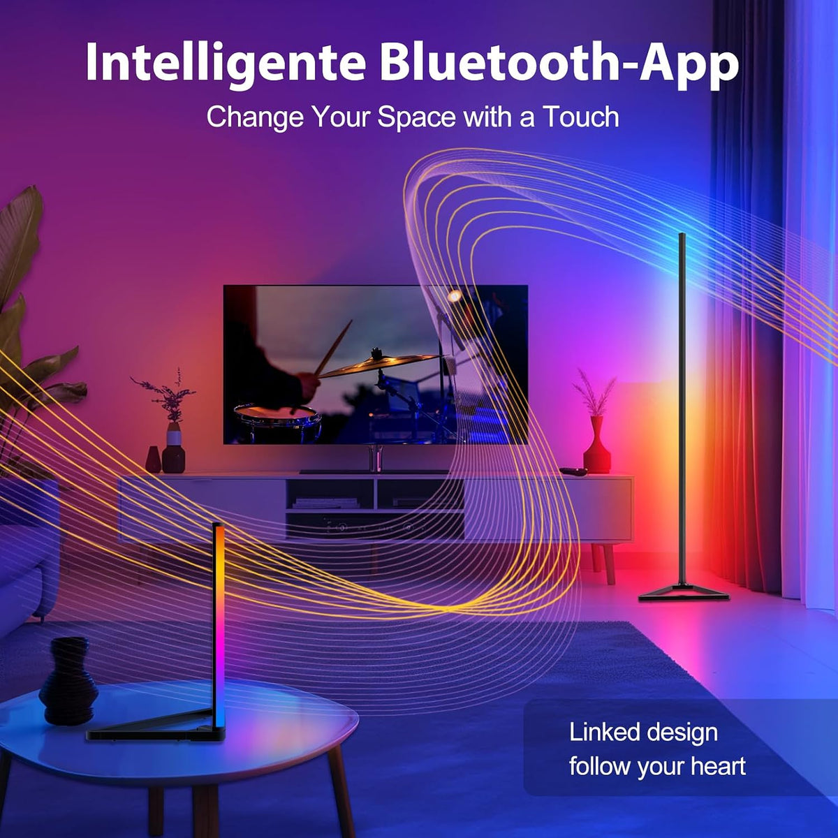 Floor Lamp,16 Million Colors LED Floor Lamps 141 cm Lamps for Living Room with Music Sync,Standing Lamp with App and Remote Control,Gaming Ambient Lighting Corner Lamp Bedroom Decor