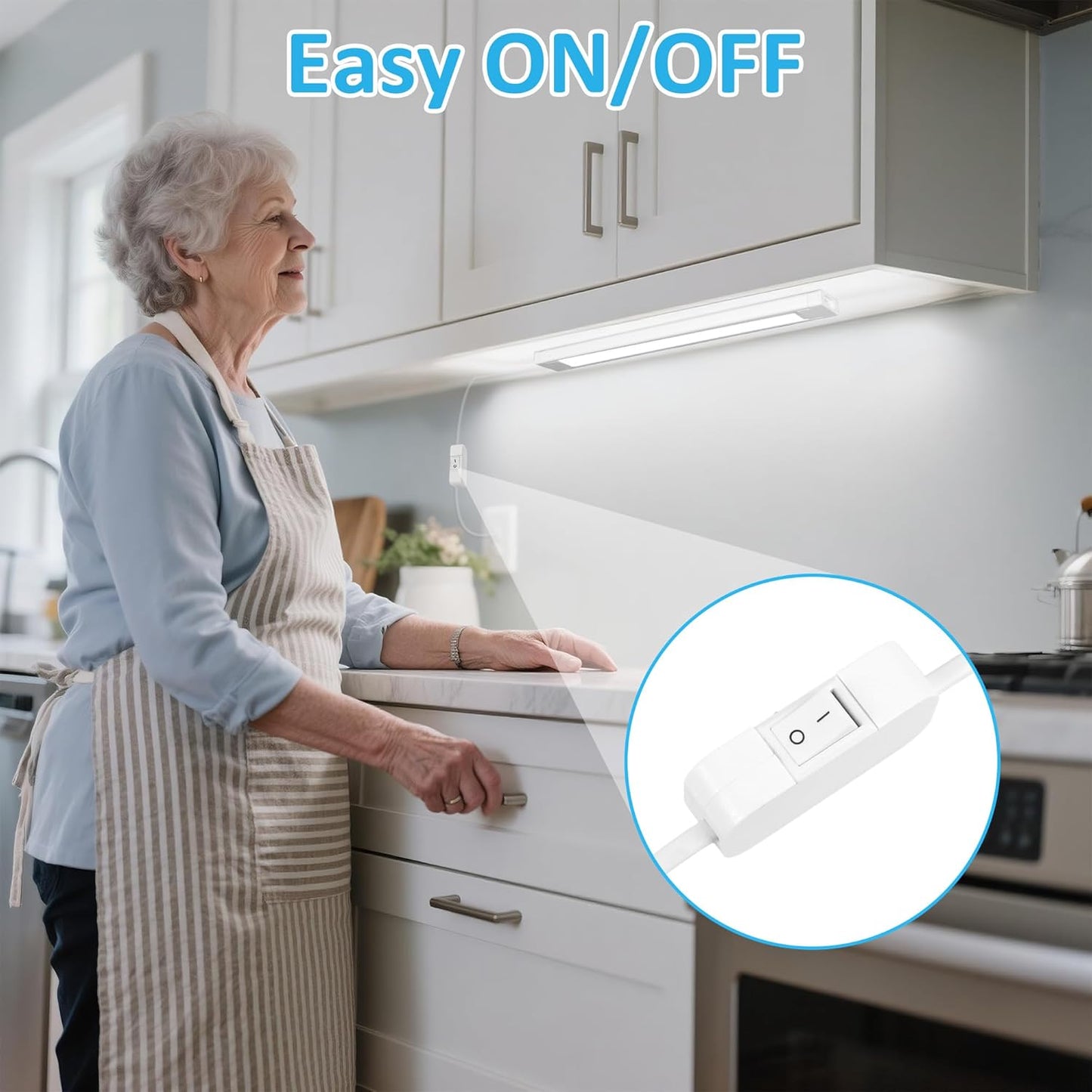 maylit 14-Inch Plug-in Under Cabinet LED Light Bar, Cool White | Ultra-Bright Wired Lighting for Kitchen Cabinets, Counters, Workbenches, Desks and Shelves with Renter-Friendly Installation