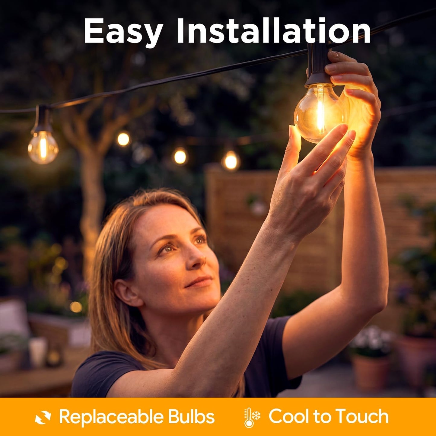 Nisocy 100FT Solar String Lights Outdoor, G40 Shatterproof Patio Lights with Upgraded Remote, Solar & USB Charging, Dusk to Dawn, Waterproof Hanging Bistro Lights for Backyard Garden RV Camping