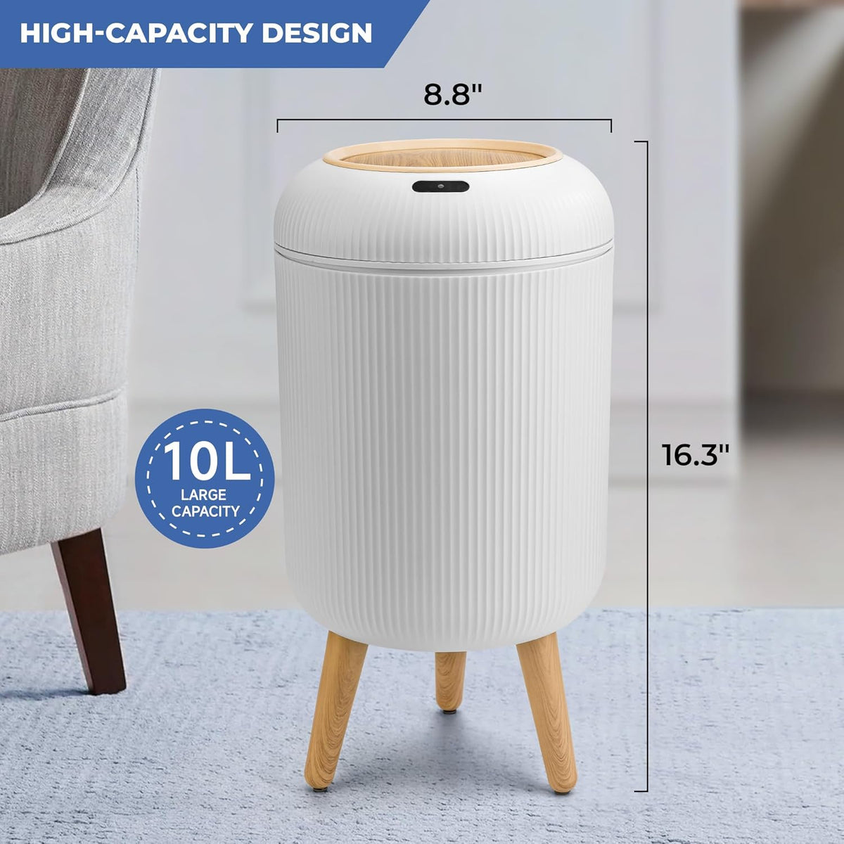 Pukomc Smart Sensor Wastebasket, Convenient and Hygienic Easy to Use