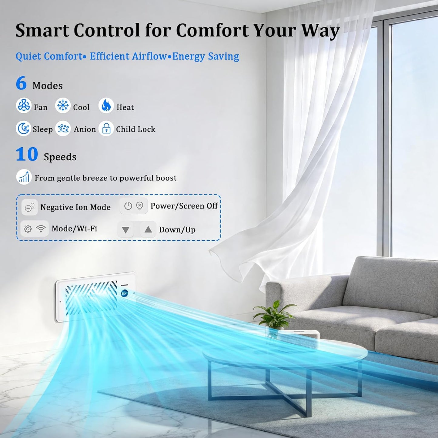 PChero Register Booster Fan 4 x 10, 160 CFM Smart HVAC Vent Fan | WiFi App Control, 10-Speed Control, Optimize HVAC Airflow Through Floor Vents, Balance Temperature, Ultra Quiet