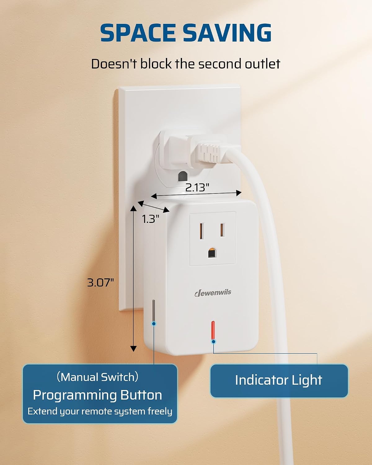 DEWENWILS Remote Control Outlet Switch, 100 Feet Range, ETL Listed | Plug and Play, 1 Remote & 1 Outlet, Programmable Wireless Light Switch, Remote Plug in Power Switch for Lamps, Fans