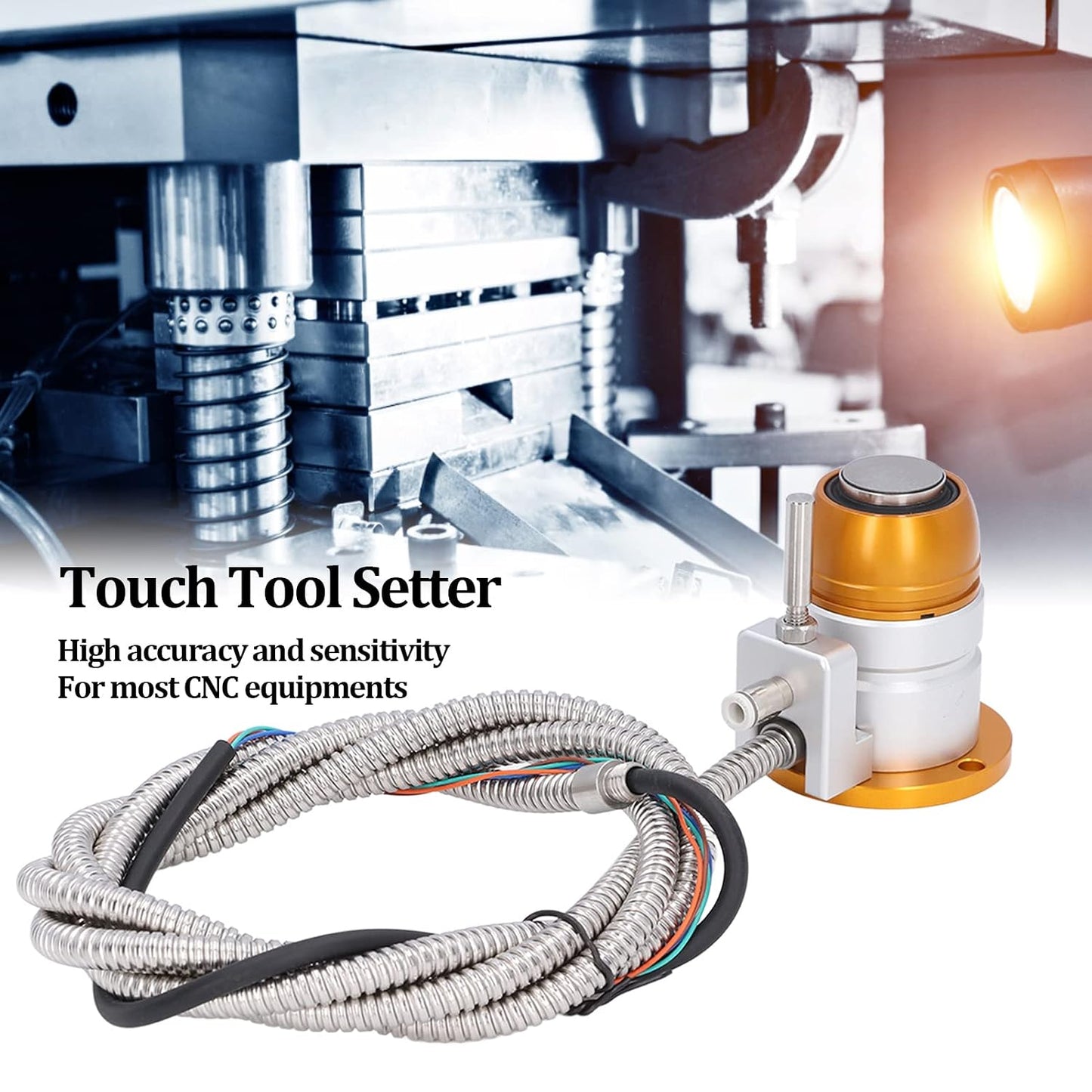 BTER CNC Automatic Tool Sensor Gauge, DC 24V Normally Closed CNC Z Axis Tool Setter, High Accuracy Aluminum Alloy Z Axis Probe Tool Touch Sensor Setting Gauge for CNC Router Engraving Machine