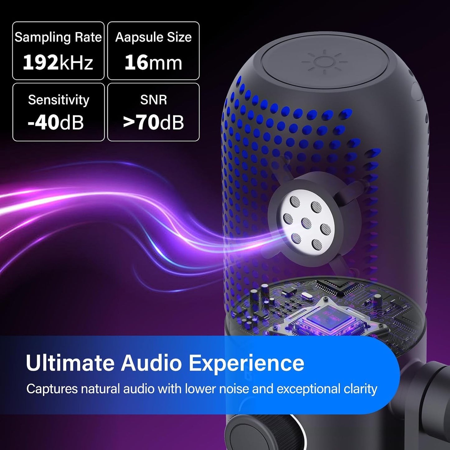 USB Microphone for PC Gaming,Streaming&Podcast,Plug & Play RGB Desktop Mic with One-Touch Mute,Cardioid Noise-Canceling Computer Mic for Twitch,YouTube,Recording on PC & Laptop(Black)