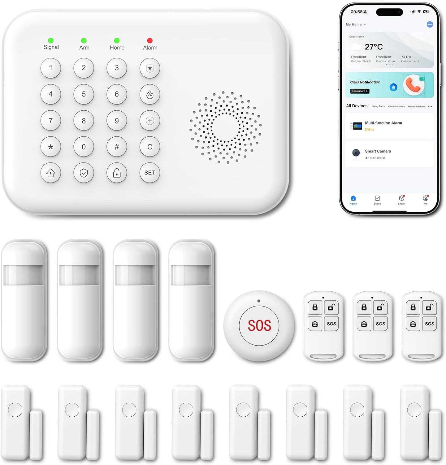 Alarm System for Home Security, WiFi/4G Home Security System Wireless with Phone APP Alert,Door Sensor,Motion Sensor, Remote Control, Compatible with Alexa,24/7 Protection