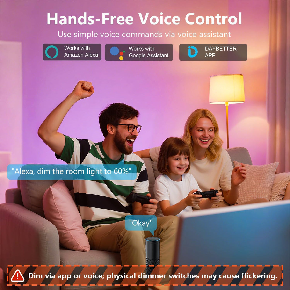 DAYBETTER A19 E26 Smart Light Bulbs,Compatible with Alexa & Google Home