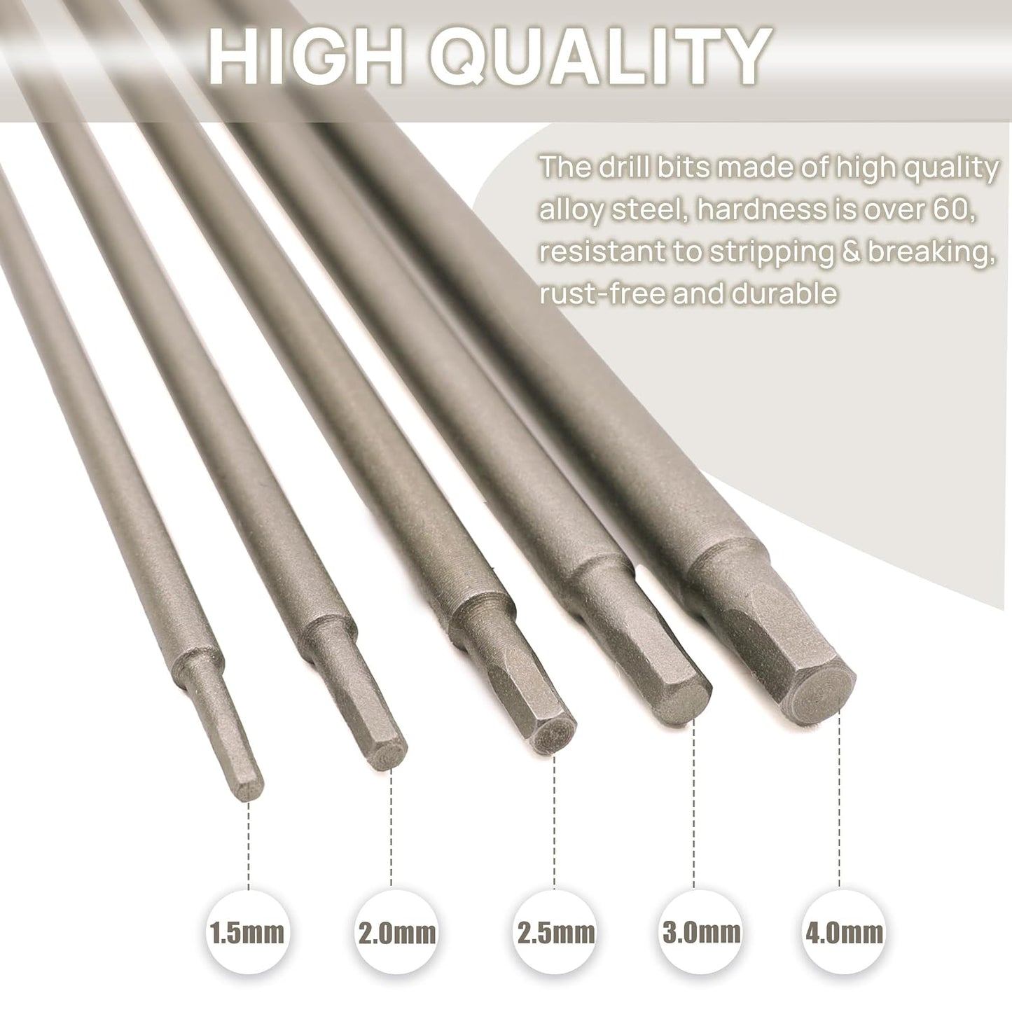 RC Hex Bit 1.5mm 2.0mm 2.5mm 3.0mm 4mm for Electric Screwgun/Power Drill | 6 Inch Power Bits,Hex Head Allen Wrench Drill Bit Set,Professional Grade ¼ Inch Hex Shank for Screwdrivers,High Quality Steel