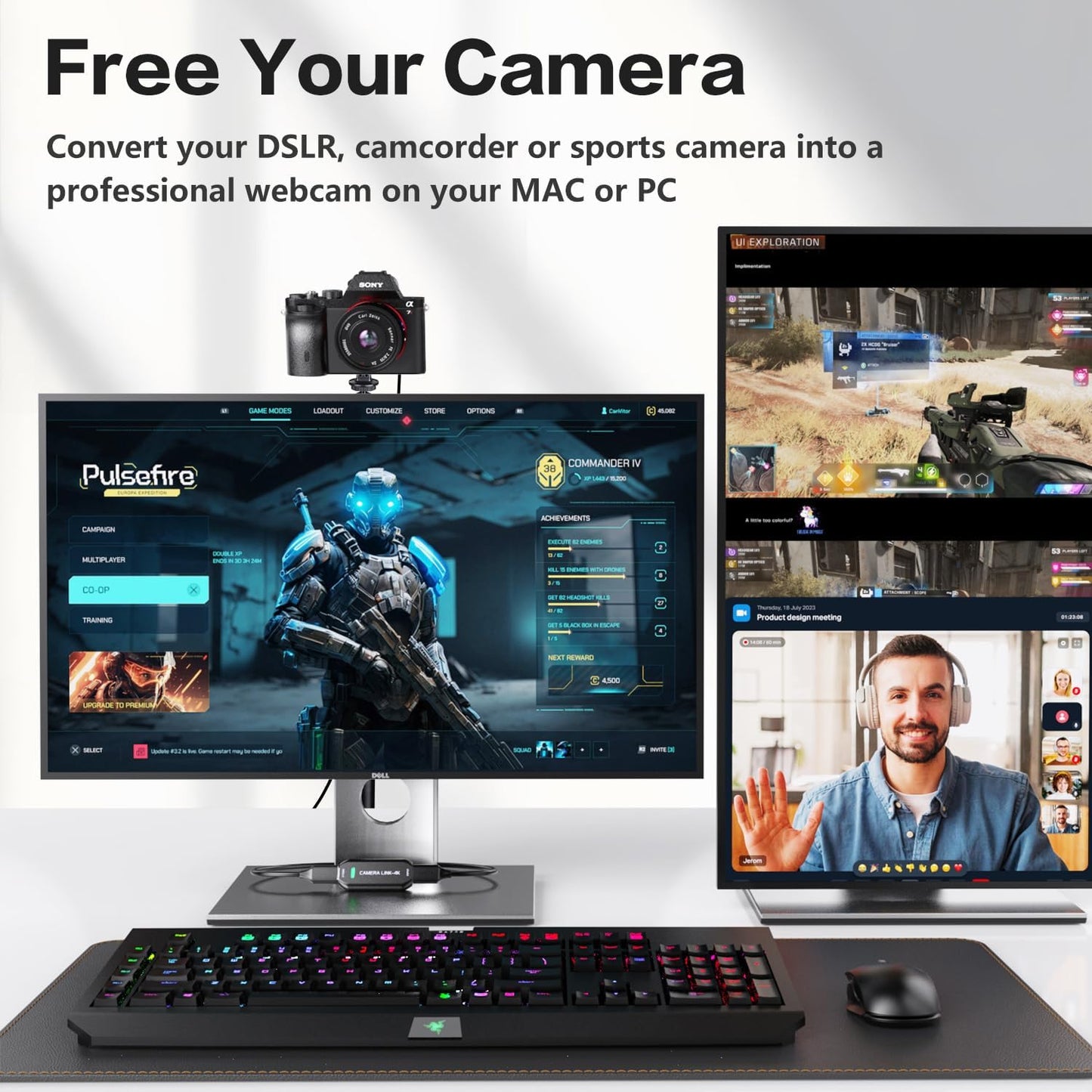 Cam Link 4K – External Capture Card for DSLR Camcorder ActionCam as Webcam, HDMI to USB 3.0, Meet/Stream/Record in 4K60/1080p120, Easy Connect for OBS/Zoom, Windows/Mac