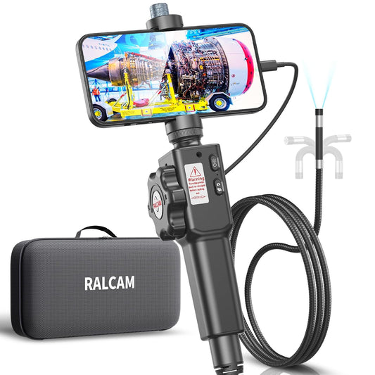 Two-Way Articulating Borescope for iPhone&Android | Endoscope Camera with Light, HD Inspection Camera with Battery for Automotive, Engine, Pipe 0.33in Lens-3.3FT Flexible Cable