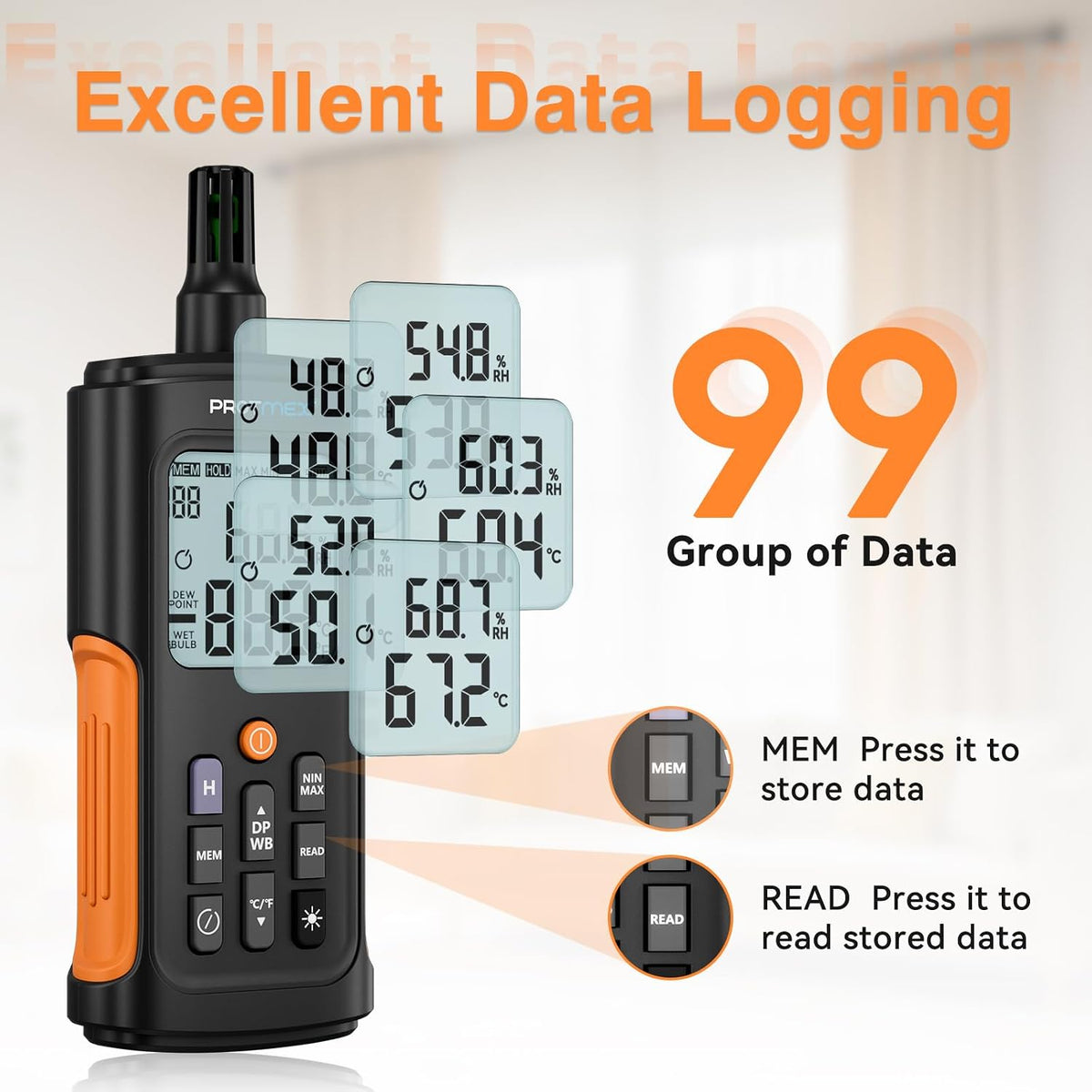 YT606 Temperature Humidity Meter - Wet Bulb Thermometer for Indoor/Outdoor